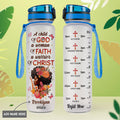 Black Woman A Child Of God A Woman Of Faith A Warrior Of Christ HTRZ11085217XQ Water Tracker Bottle