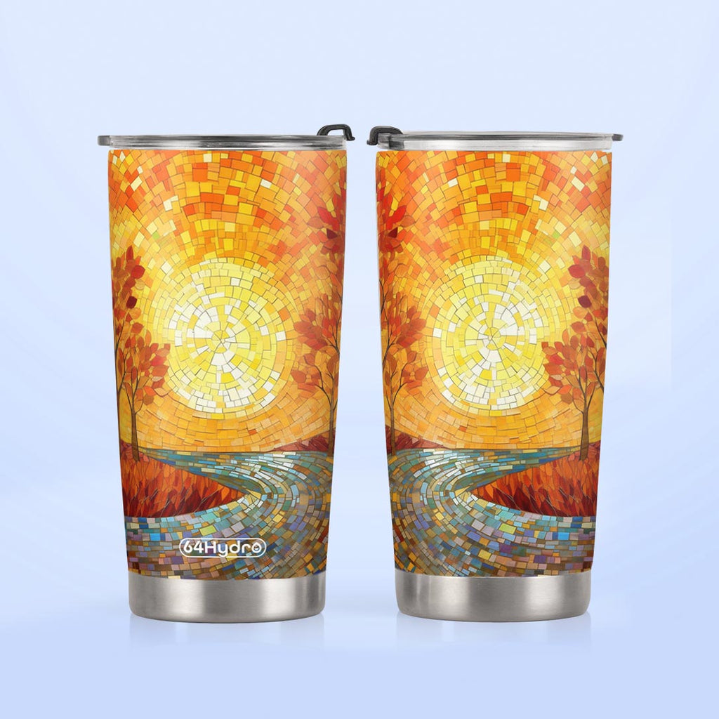 Autumn Leaves Crystal Mosaic HTRZ28083747GD Stainless Steel Tumbler