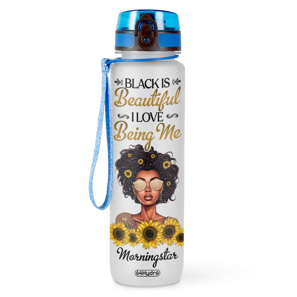 Black Is Beautiful I Love Being Me HTRZ11083402TN Water Tracker Bottle