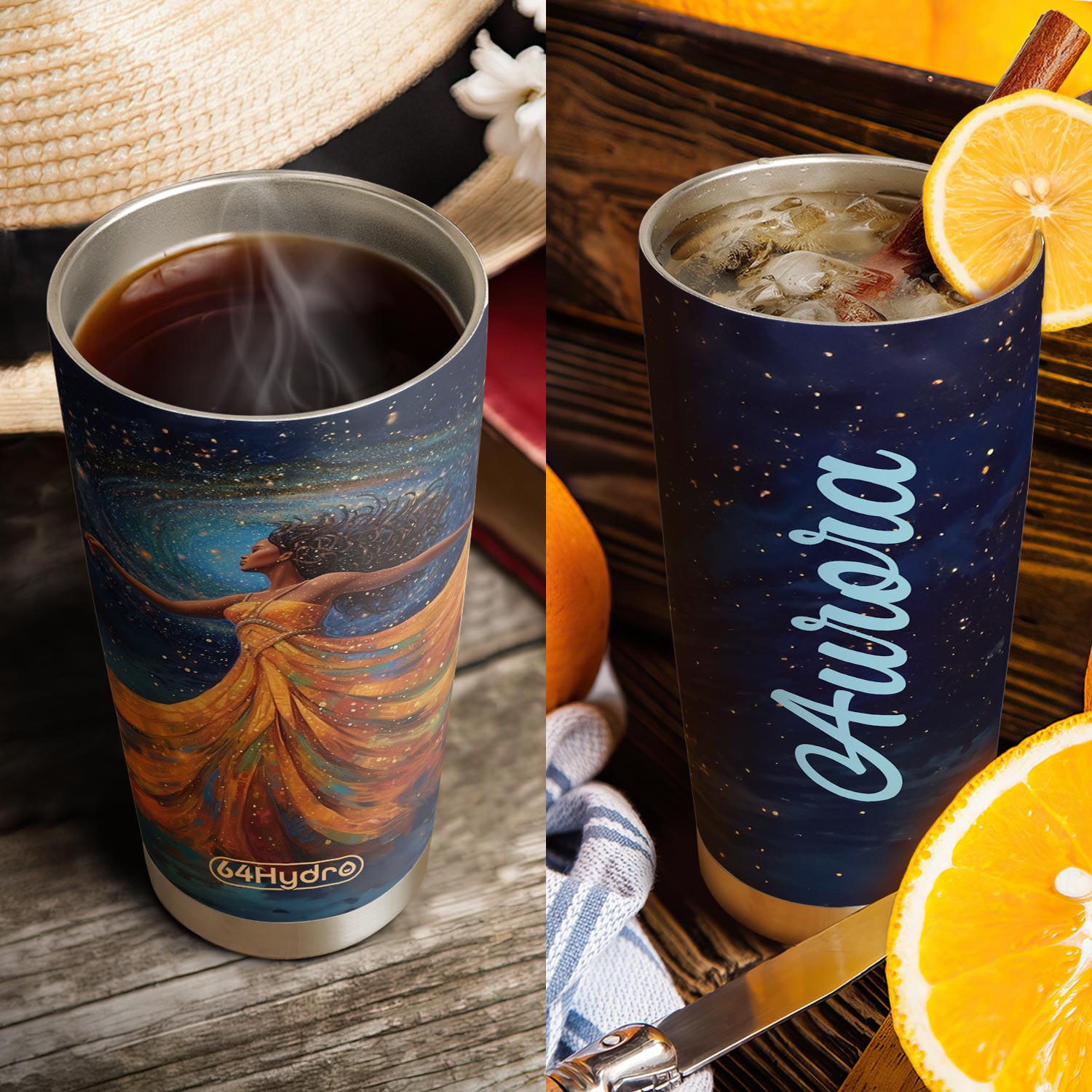 Black Woman Dancing In Starry Night HHRZ20094434LO Stainless Steel Tumbler
