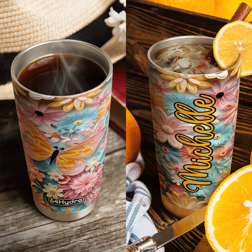 Butterfly Coloful Paper Quiling HHAY060723778 Stainless Steel Tumbler