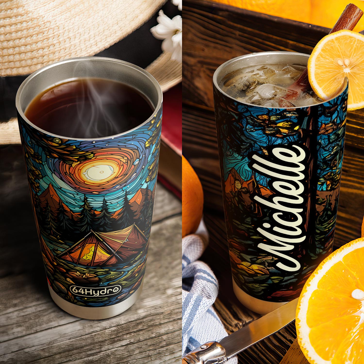 Camping Stained Glass HTRZ25092147TT Stainless Steel Tumbler