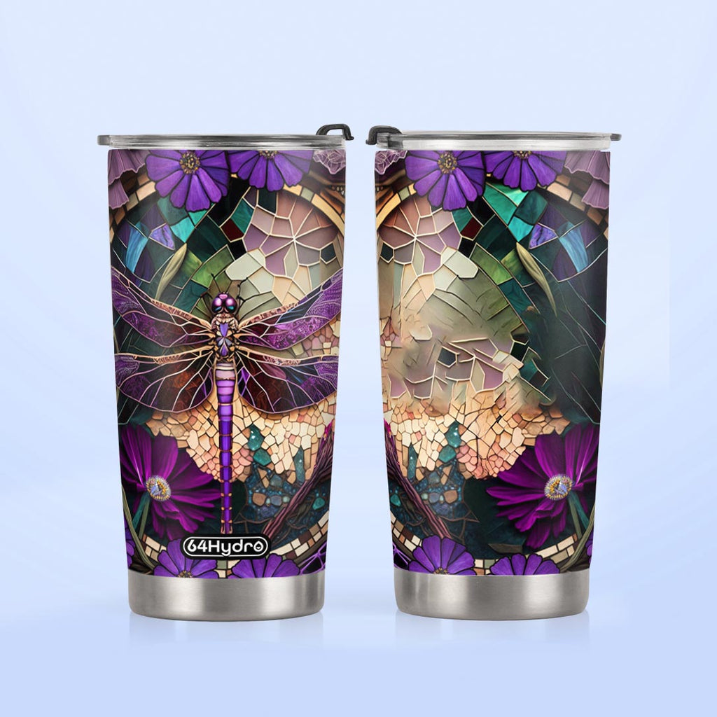 Dragonfly Amethyst Crystal Mosaic HTRZ05095164RY Stainless Steel Tumbler