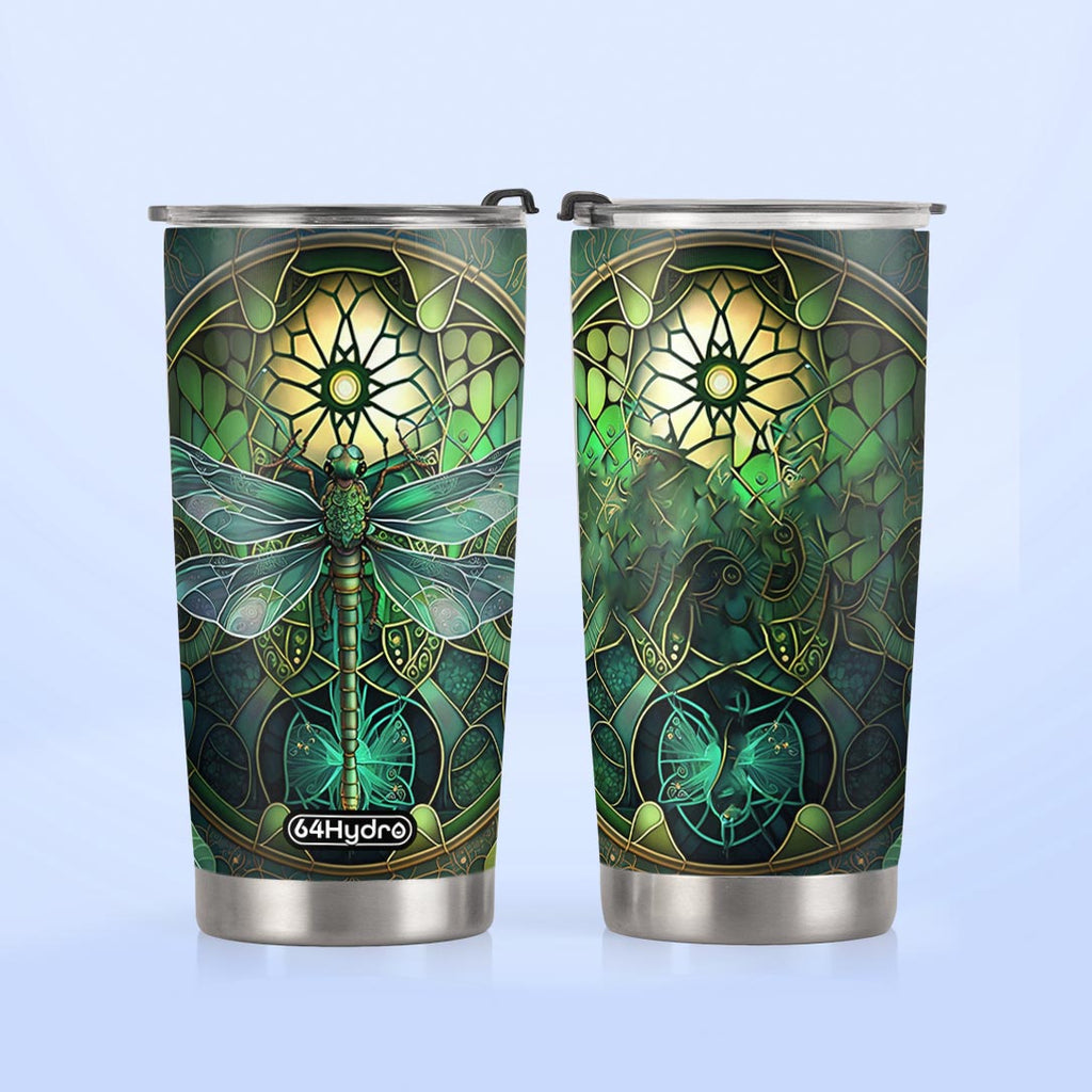 Dragonfly Emerald Crystal Mosaic HTRZ07099066JA Stainless Steel Tumbler