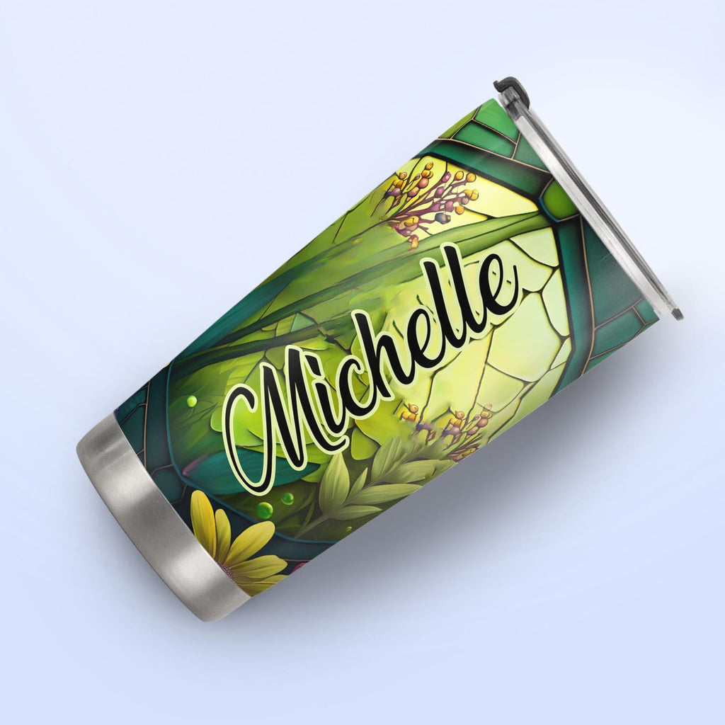 Dragonfly Peridot Crystal Mosaic HTRZ07092687YB Stainless Steel Tumbler