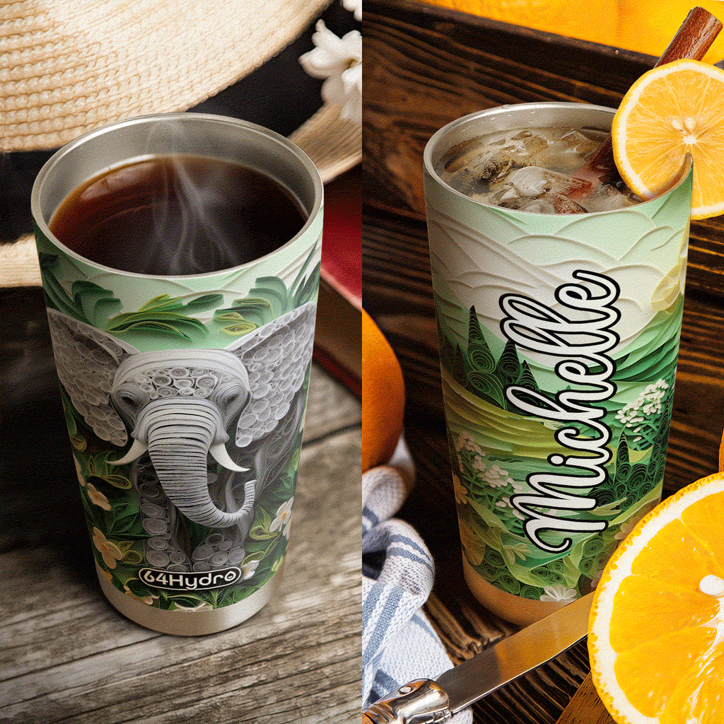 Elephant Paper Quiling HHAY070723341 Stainless Steel Tumbler