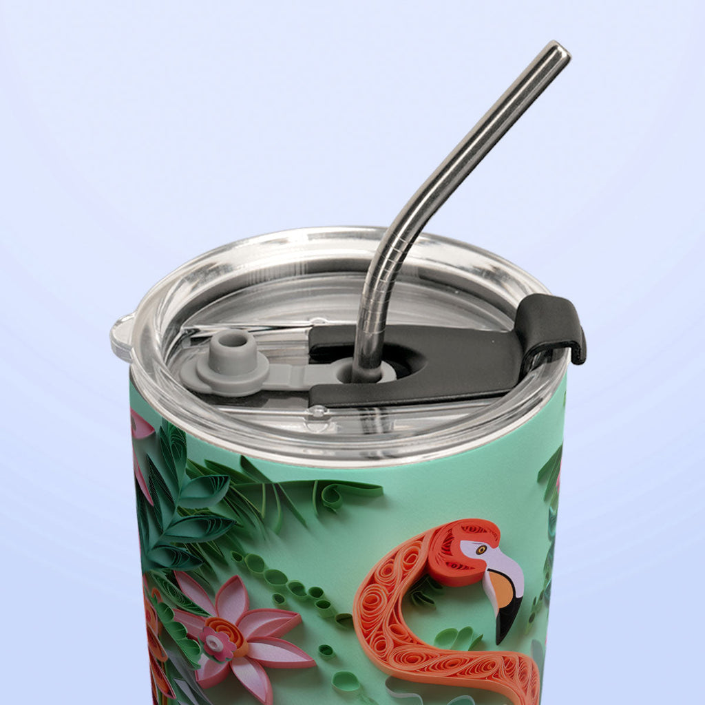 Flamingo Paper Quiling HHAY070723250 Stainless Steel Tumbler