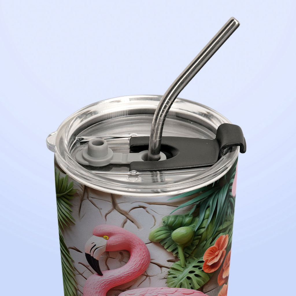 Flamingo Plaster Carving HHAY100723742 Stainless Steel Tumbler