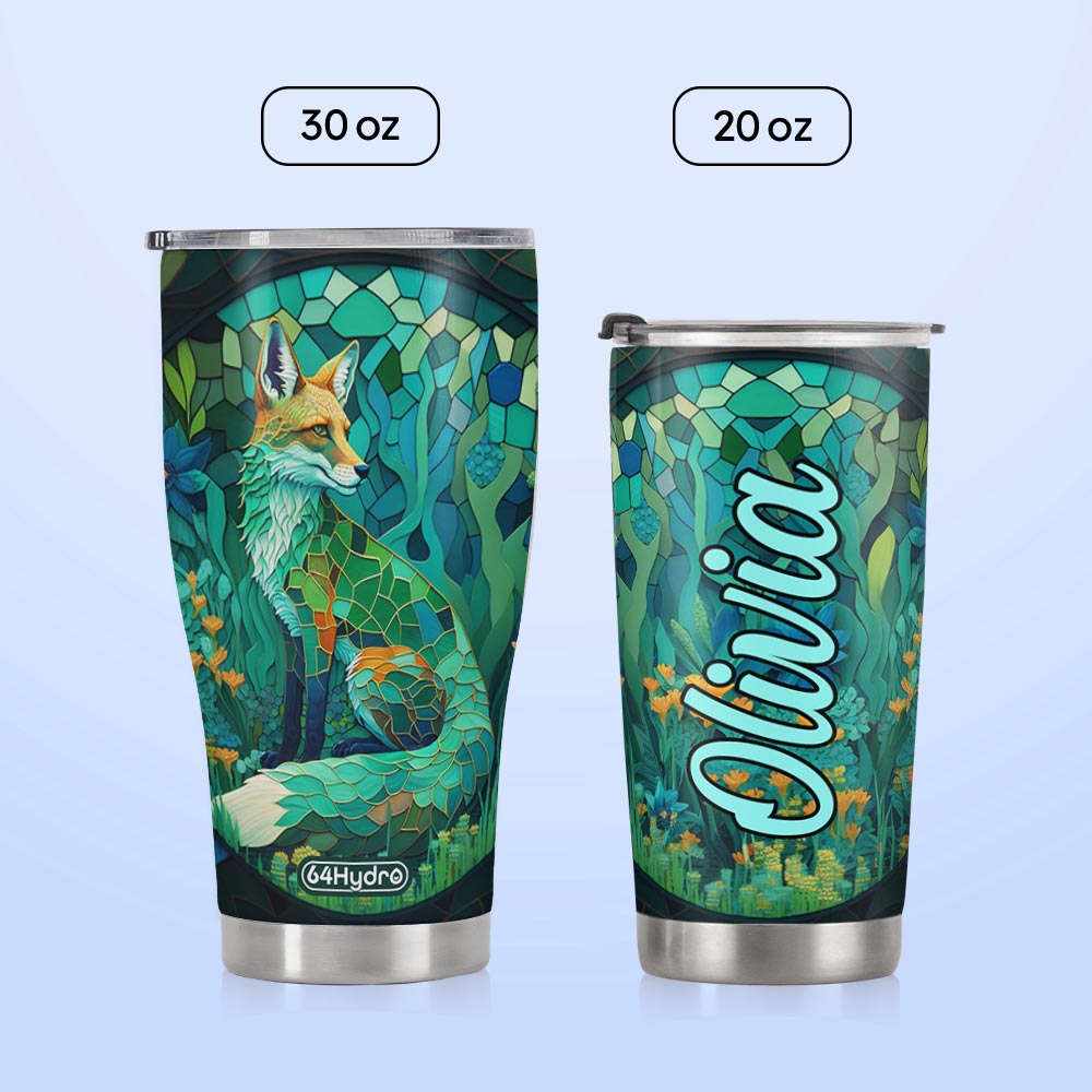 Fox Chrysoprase Crystal Mosaic HTRZ14096380FA Stainless Steel Tumbler