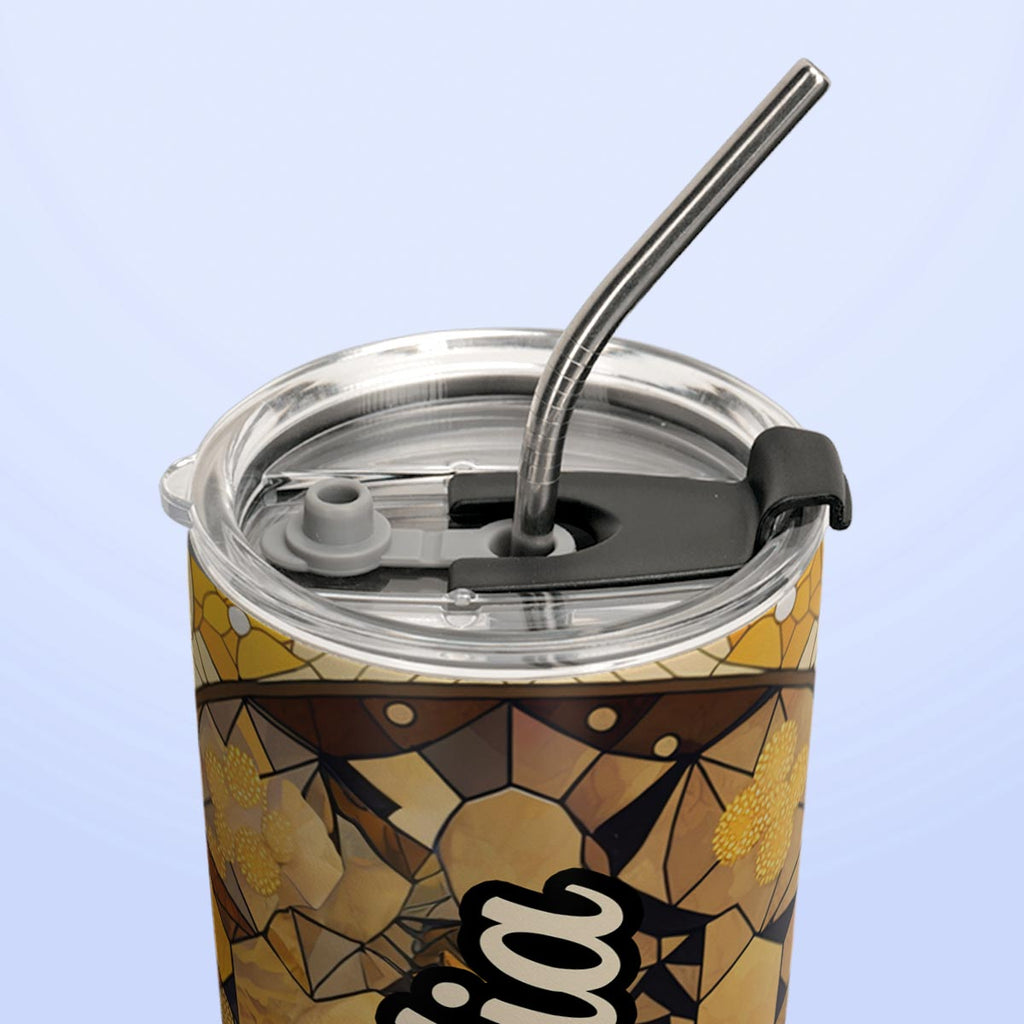 Fox Citrine Crystal Mosaic HTRZ14098500DD Stainless Steel Tumbler