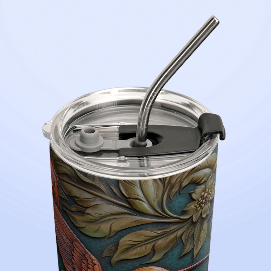 Hummingbird Leather Carving HHAY100723459 Stainless Steel Tumbler