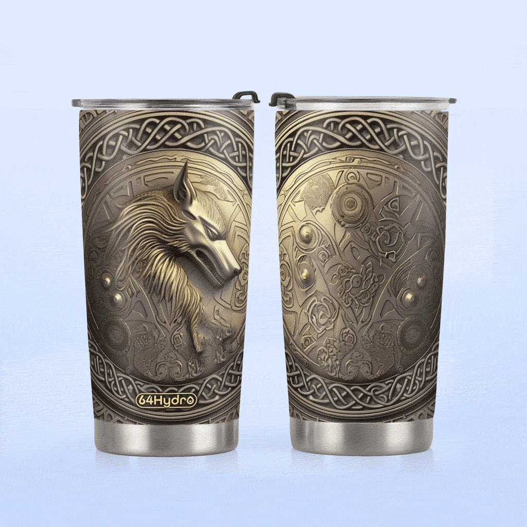 Knotwork Fenrir Golden Metallic HHAY070723534 Stainless Steel Tumbler