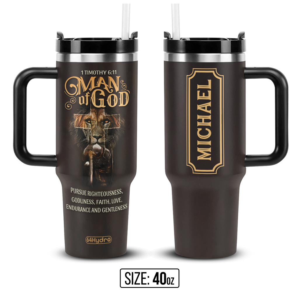 Man Of God 1 Timothy 6 11 Lion Warrior ANRZ04110322HI Stainless Steel Tumbler