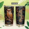 Owl In Night Forest Leather Carving HHAY100723123 Stainless Steel Tumbler