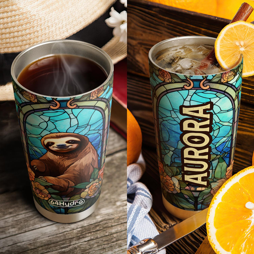 Sloth Stained Glass HTRZ18095079DU Stainless Steel Tumbler