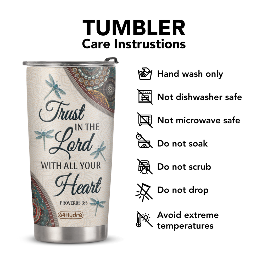 Trust In The Lord Proverbs 3 5 Dragonfly Mandala ANRZ04113510WX Stainless Steel Tumbler