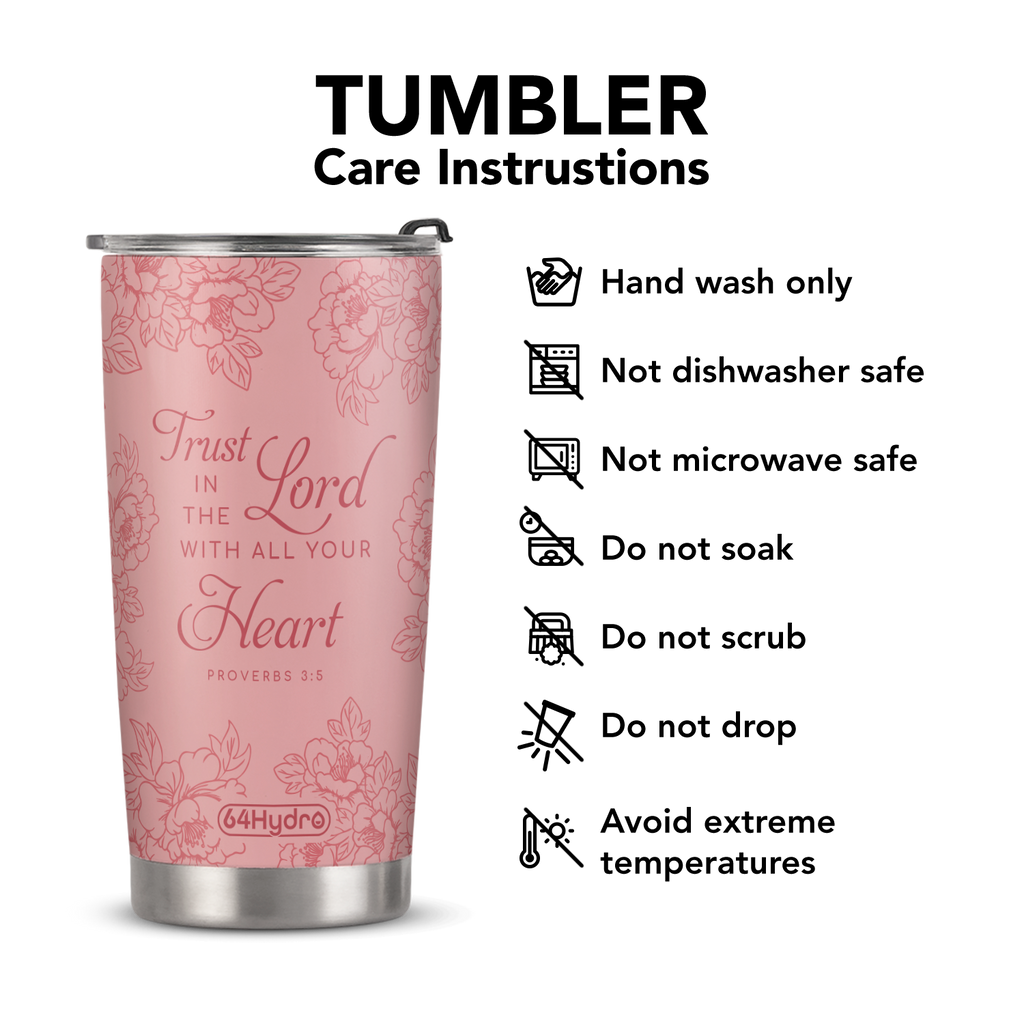Trust In The Lord With All Your Heart Proverbs 3 5 Peony ANRZ04113131TD Stainless Steel Tumbler