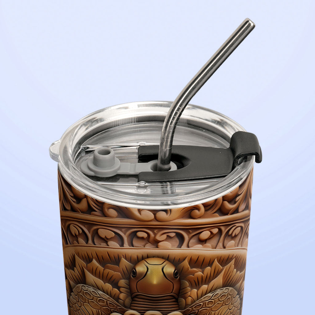 Turtle Leather Carving HHAY070723795 Stainless Steel Tumbler