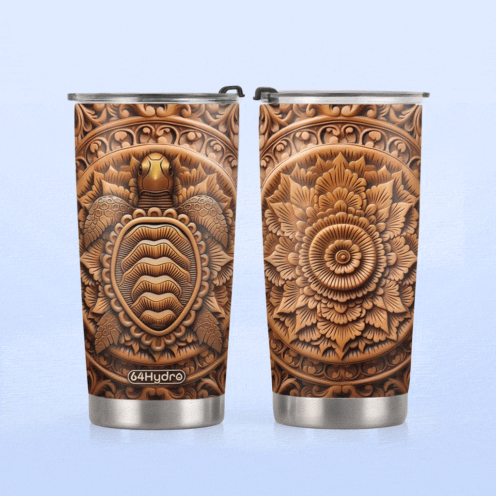 Turtle Leather Carving HHAY070723795 Stainless Steel Tumbler