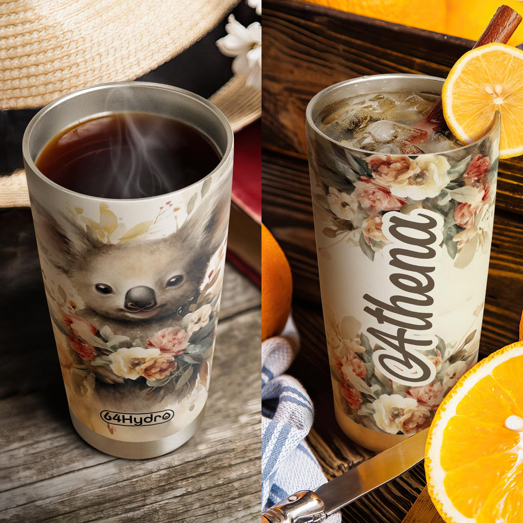 Vintage Koala Floral HTRZ18091843BW Stainless Steel Tumbler