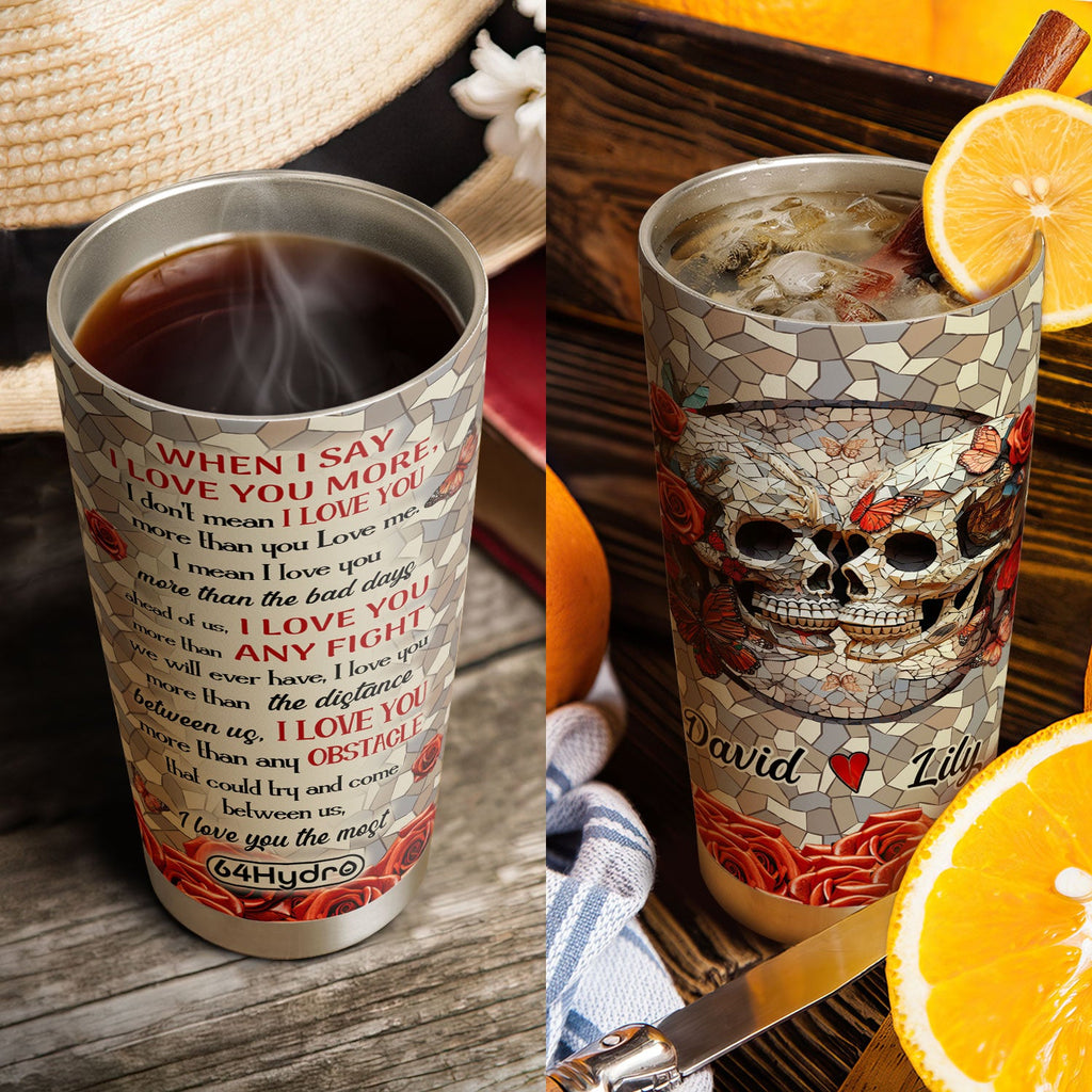 When I Say I Love You Skull Couple Mosaic Art HHRZ030723170 Stainless Steel Tumbler