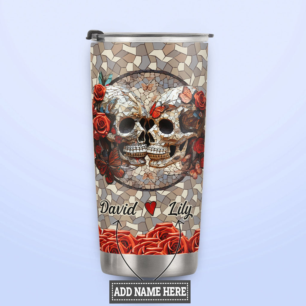 When I Say I Love You Skull Couple Mosaic Art HHRZ030723170 Stainless Steel Tumbler