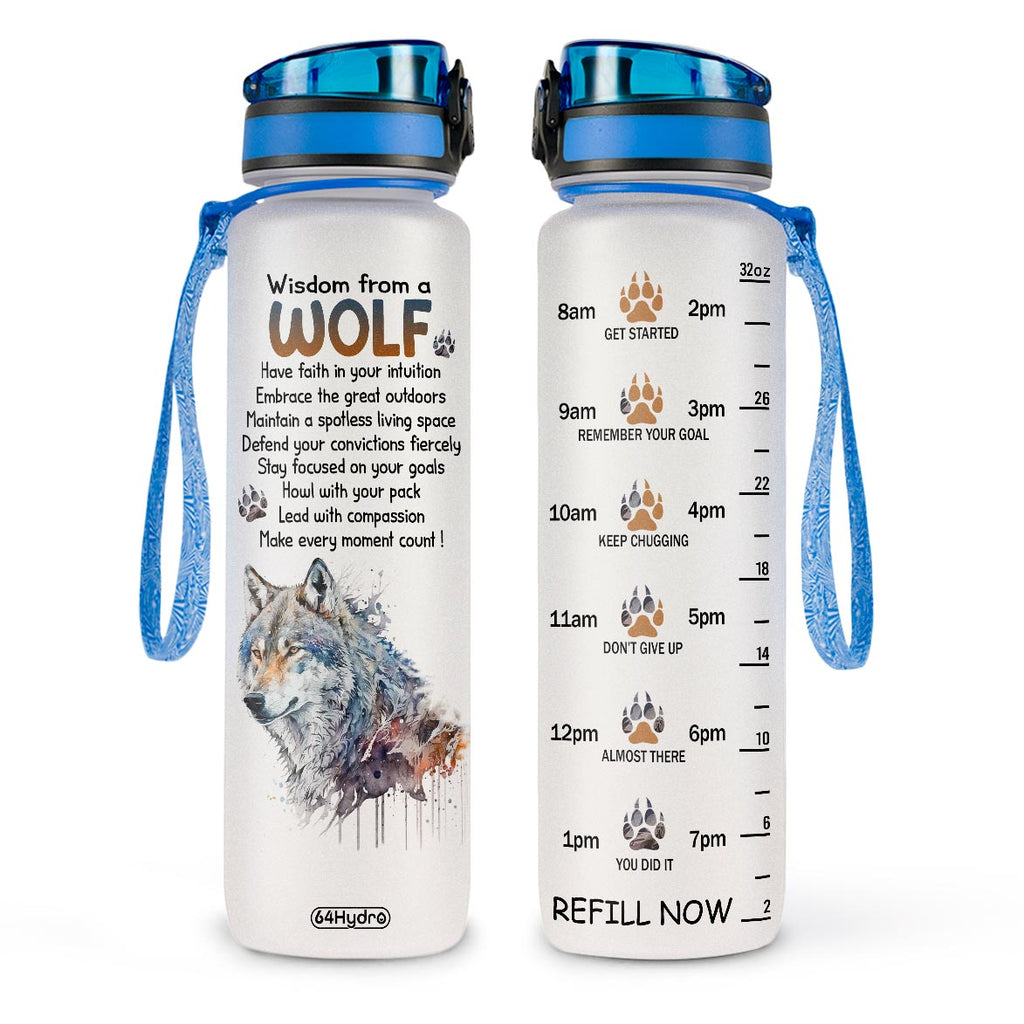 Wisdom From A Wolf HHRZ09082467XQ Water Tracker Bottle