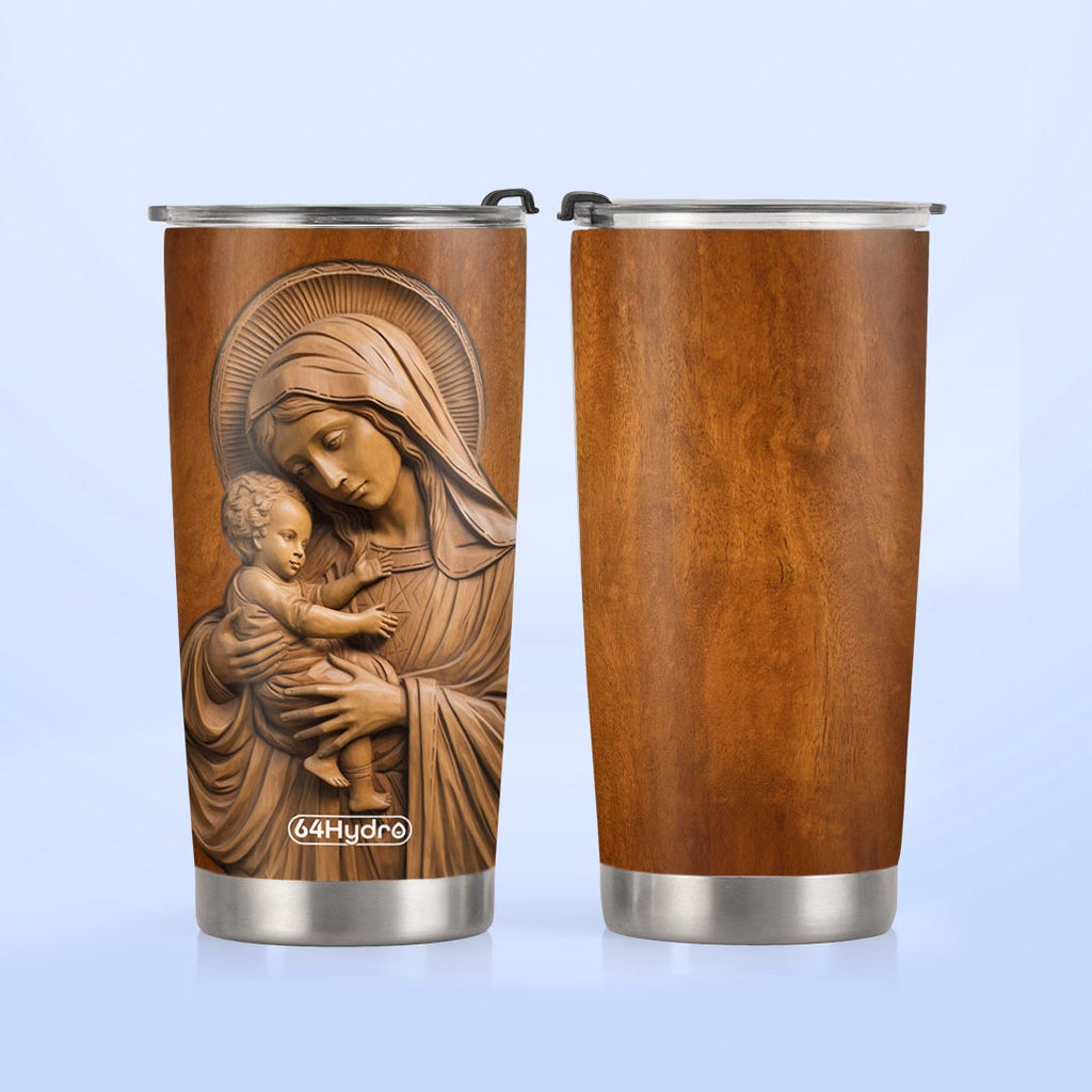 Maria Holding Jesus Wooden Carving HTRZ31080934DY Stainless Steel Tumbler